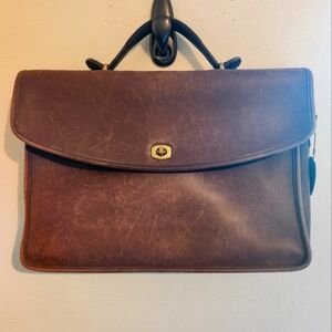 Coach brown briefcase with gold details